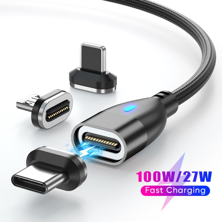ENKAY 3 in 1 PD100W Type-C to Type-C / 8 Pin / Micro USB Magnetic Fast Charging Cable, Cable Length:1.8m(Black) - free shipping - PMC Jewellery - Order now!