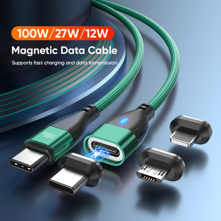 ENKAY 3 in 1 PD100W Type-C to Type-C / 8 Pin / Micro USB Magnetic Fast Charging Cable, Cable Length:1.8m(Black) - free shipping - PMC Jewellery - Order now!