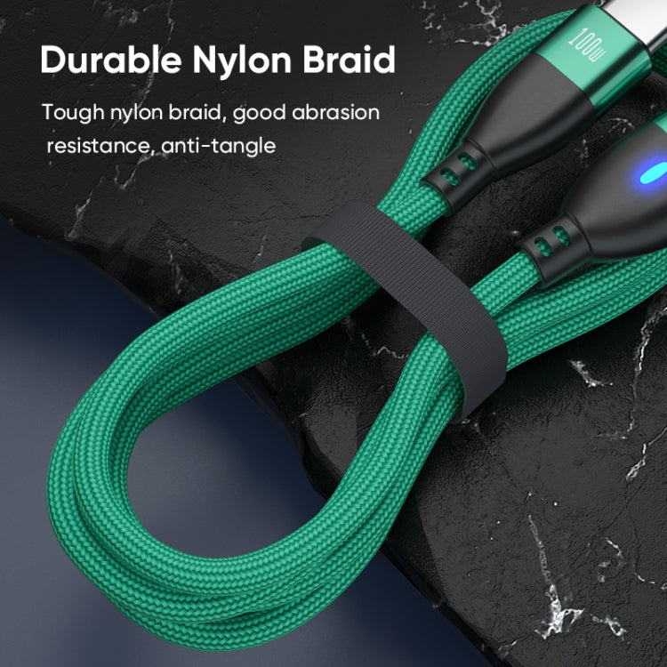 ENKAY 3 in 1 PD100W Type-C to Type-C / 8 Pin / Micro USB Magnetic Fast Charging Cable, Cable Length:1m(Green) - free shipping - PMC Jewellery - Order now!