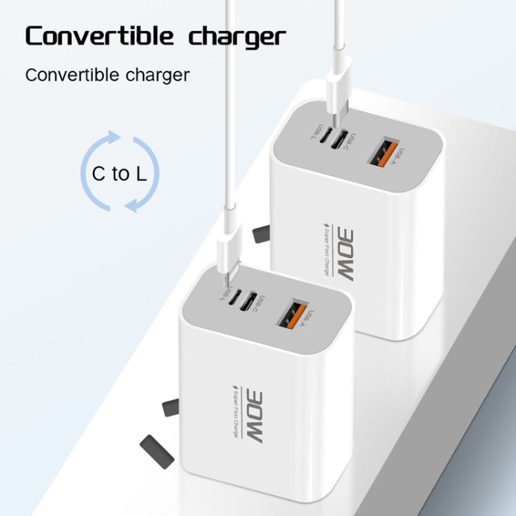 PD30W USB-C / Type-C + 8 Pin + USB-A Reverse Charger Suitable for iPhone Series(EU Plug) - USB Charger by PMC Jewellery | Online Shopping South Africa | PMC Jewellery | Buy Now Pay Later Mobicred