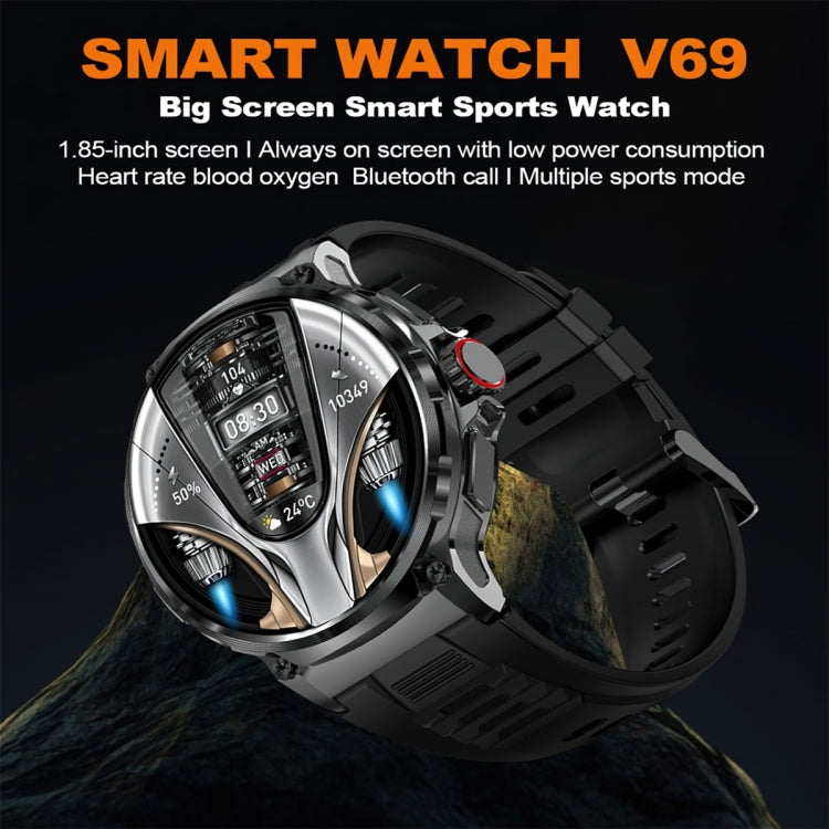 V69 1.85 inch Color Screen Smart Watch, Support Bluetooth Call / Heart Rate / Blood Pressure / Blood Oxygen Monitoring(Silver) - Smart Watches by PMC TechLife | Online Shopping South Africa | PMC TechLife