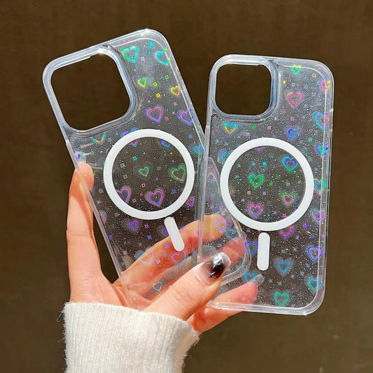 For iPhone 15 Laser Love MagSafe TPU Phone Case(Transparent) - iPhone 15 Cases by PMC TechLife | Online Shopping South Africa | PMC TechLife