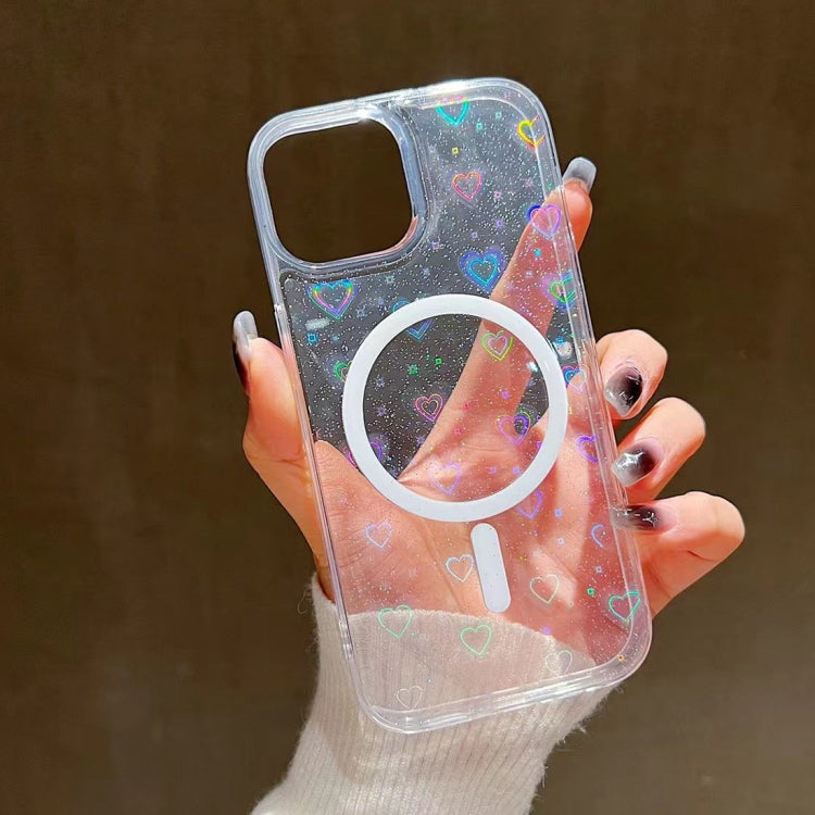 For iPhone 15 Pro Laser Love MagSafe TPU Phone Case(Transparent) - iPhone 15 Pro Cases by PMC TechLife | Online Shopping South Africa | PMC TechLife