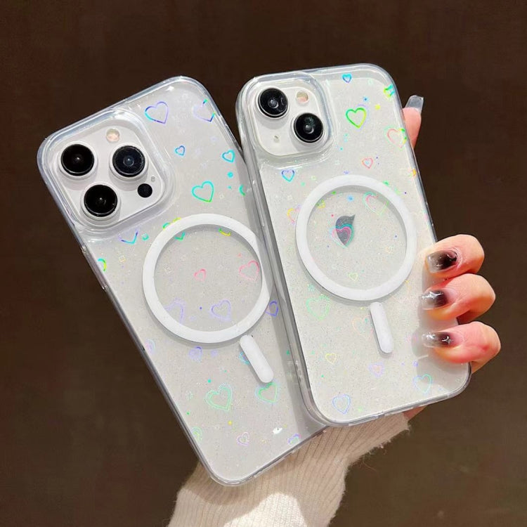 For iPhone 14 Laser Love MagSafe TPU Phone Case(Transparent) - iPhone 14 Cases by PMC TechLife | Online Shopping South Africa | PMC TechLife