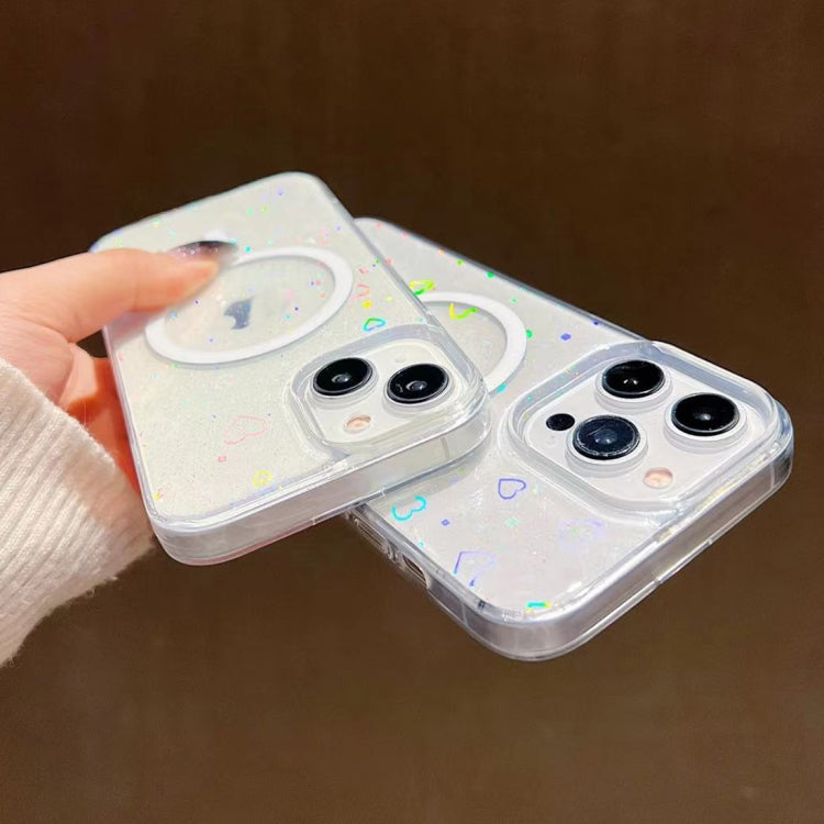 For iPhone 14 Laser Love MagSafe TPU Phone Case(Transparent) - iPhone 14 Cases by PMC TechLife | Online Shopping South Africa | PMC TechLife
