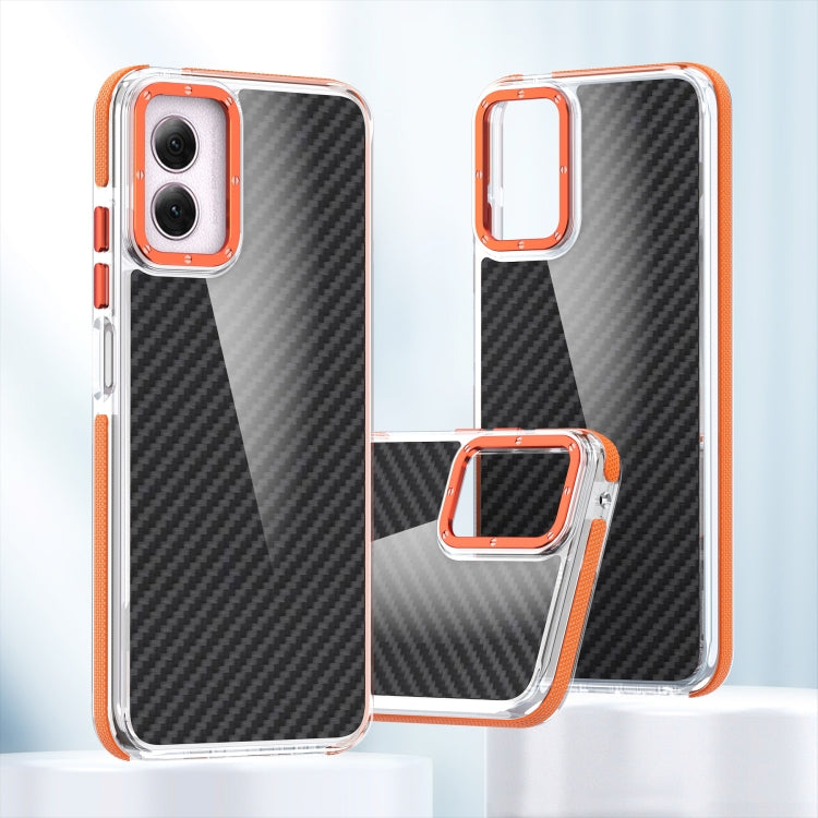 For Motorola Moto G Play 2024 Dual-Color Carbon Fiber Acrylic Hybrid TPU Phone Case(Orange) - Motorola Cases by PMC Jewellery | Online Shopping South Africa | PMC Jewellery | Buy Now Pay Later Mobicred
