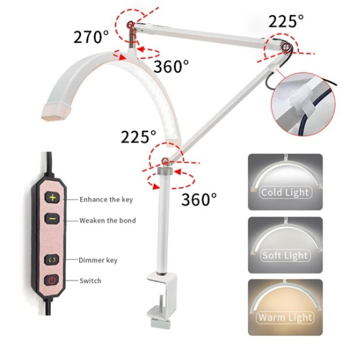 HD-M3X For Eyelash Extensions / Tattoo / Nail Art Lighting Lamp 16 inch Clip-on Half Moon Desk Lamp(EU Plug) - Selfie Light by PMC TechLife | Online Shopping South Africa | PMC TechLife | Buy Now Pay Later Mobicred