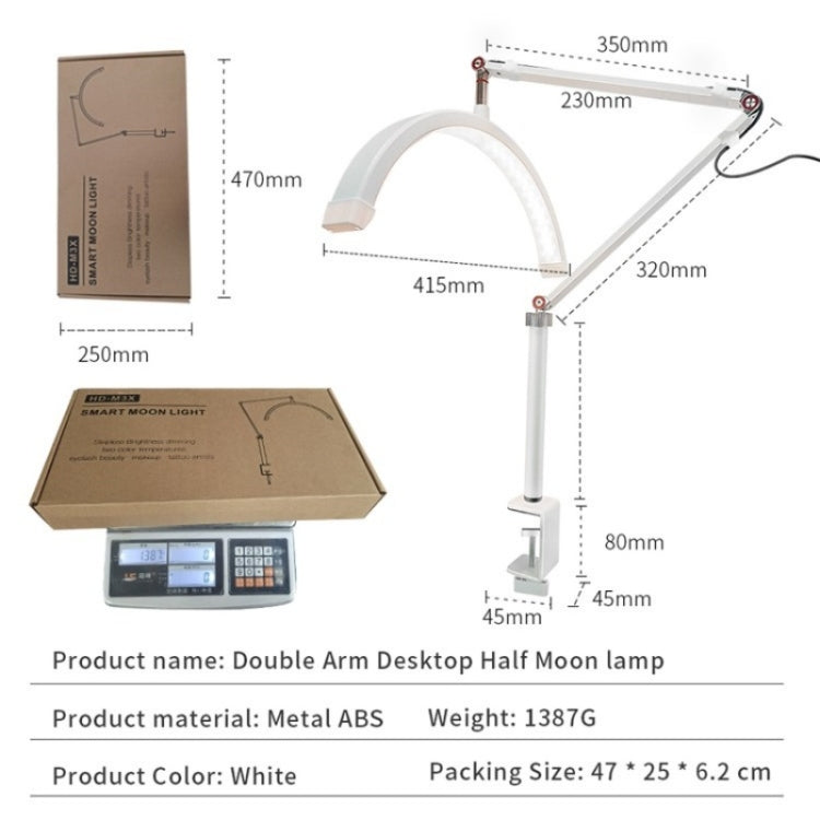 HD-M3X For Eyelash Extensions / Tattoo / Nail Art Lighting Lamp 16 inch Clip-on Half Moon Desk Lamp(US Plug) - Selfie Light by PMC TechLife | Online Shopping South Africa | PMC TechLife | Buy Now Pay Later Mobicred