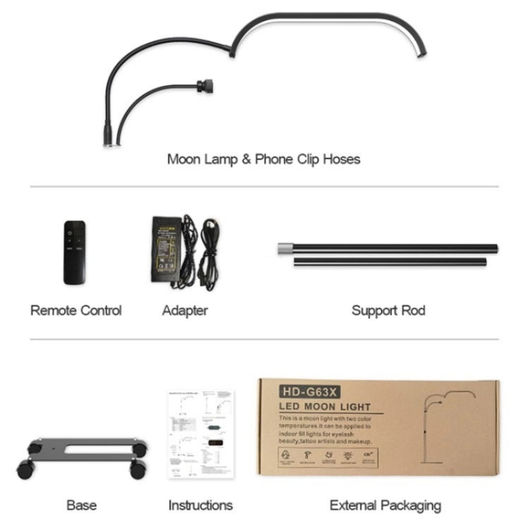 HD-G63X Floor Standing Remote Dimming LED Moon Lamp Manicure Eyelash Beauty Lamp(UK Plug) - Selfie Light by PMC TechLife | Online Shopping South Africa | PMC TechLife | Buy Now Pay Later Mobicred