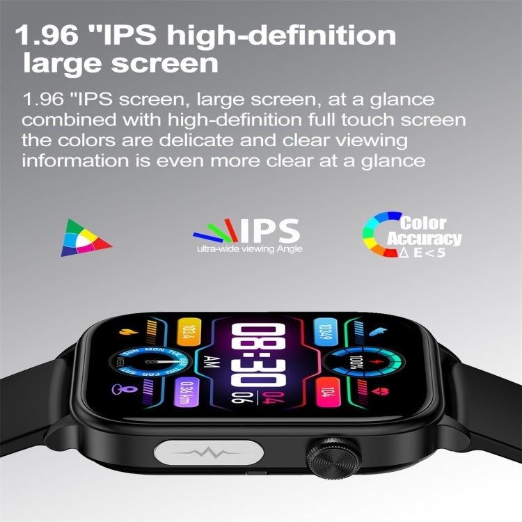 ET570 1.96 inch Color Screen Smart Watch Silicone Strap, Support Bluetooth Call / ECG(Black) - Smart Watches by PMC TechLife | Online Shopping South Africa | PMC TechLife