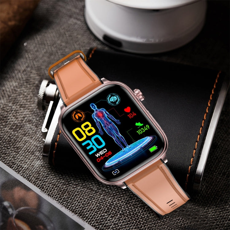 ET570 1.96 inch Color Screen Smart Watch Leather Strap, Support Bluetooth Call / ECG(Black) - Smart Watches by PMC TechLife | Online Shopping South Africa | PMC TechLife