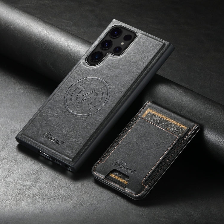 For Samsung Galaxy S24 Ultra 5G Suteni H17 Oil Eax Leather MagSafe Detachable Wallet Phone Case(Black) - Galaxy S24 Ultra 5G Cases by Suteni | Online Shopping South Africa | PMC Jewellery | Buy Now Pay Later Mobicred