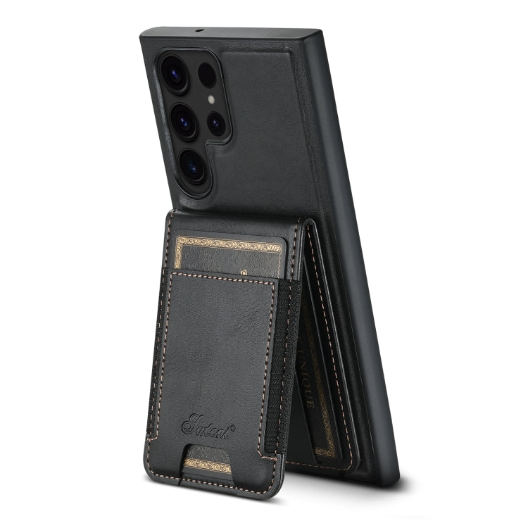 For Samsung Galaxy S24 Ultra 5G Suteni H17 Oil Eax Leather MagSafe Detachable Wallet Phone Case(Black) - Galaxy S24 Ultra 5G Cases by Suteni | Online Shopping South Africa | PMC Jewellery | Buy Now Pay Later Mobicred