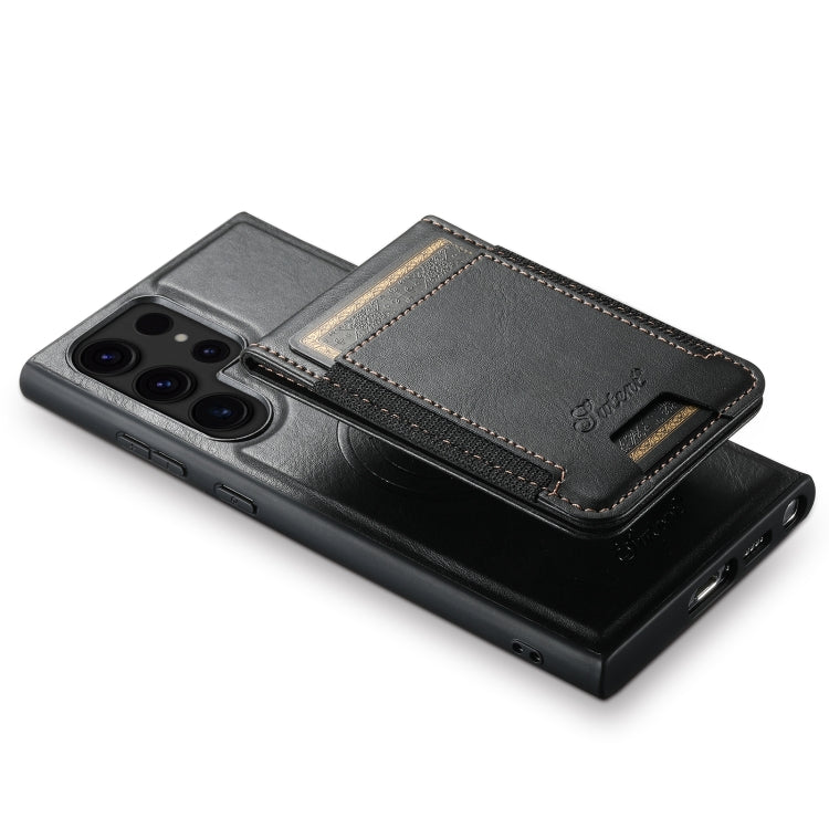 For Samsung Galaxy S24 Ultra 5G Suteni H17 Oil Eax Leather MagSafe Detachable Wallet Phone Case(Black) - Galaxy S24 Ultra 5G Cases by Suteni | Online Shopping South Africa | PMC Jewellery | Buy Now Pay Later Mobicred