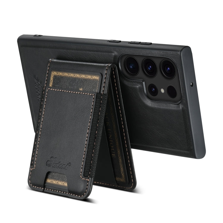 For Samsung Galaxy S23 Ultra 5G Suteni H17 Oil Eax Leather MagSafe Detachable Wallet Phone Case(Black) - free shipping - PMC Jewellery - Order now!