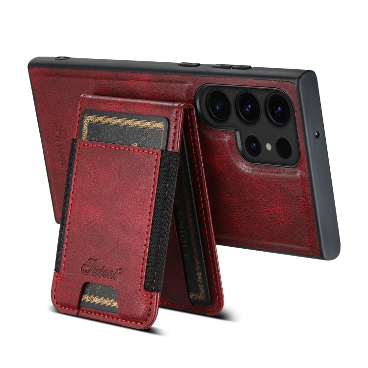 For Samsung Galaxy S23 Ultra 5G Suteni H17 Oil Eax Leather MagSafe Detachable Wallet Phone Case(Red) - Galaxy S23 Ultra 5G Cases by Suteni | Online Shopping South Africa | PMC Jewellery | Buy Now Pay Later Mobicred