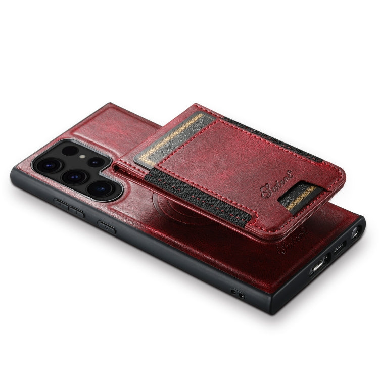 For Samsung Galaxy S23 Ultra 5G Suteni H17 Oil Eax Leather MagSafe Detachable Wallet Phone Case(Red) - Galaxy S23 Ultra 5G Cases by Suteni | Online Shopping South Africa | PMC Jewellery | Buy Now Pay Later Mobicred