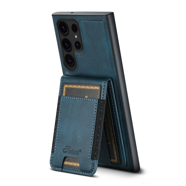 For Samsung Galaxy S23 Ultra 5G Suteni H17 Oil Eax Leather MagSafe Detachable Wallet Phone Case(Blue) - free shipping - PMC Jewellery - Order now!