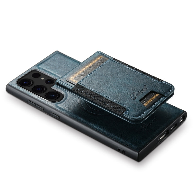 For Samsung Galaxy S23 Ultra 5G Suteni H17 Oil Eax Leather MagSafe Detachable Wallet Phone Case(Blue) - free shipping - PMC Jewellery - Order now!
