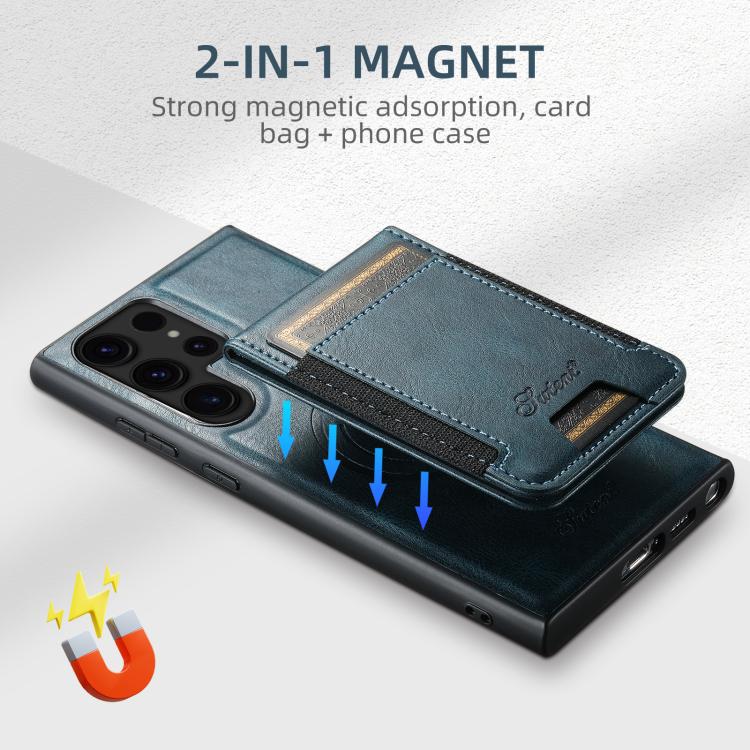 For Samsung Galaxy S25+ 5G Suteni H17 Oil Eax Leather MagSafe Detachable Wallet Phone Case(Blue) - Galaxy S25+ 5G Cases by Suteni | Online Shopping South Africa | PMC TechLife | Buy Now Pay Later Mobicred
