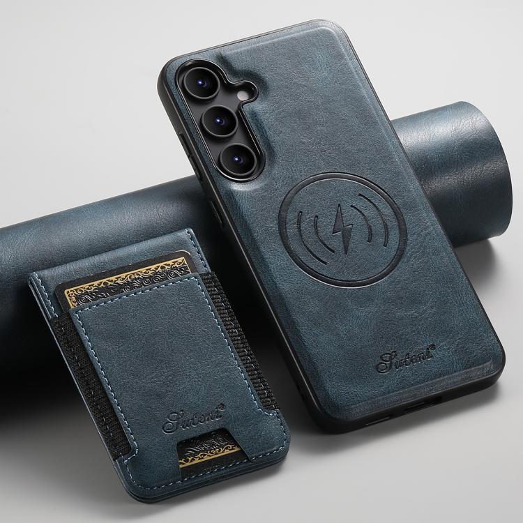For Samsung Galaxy S25 5G Suteni H17 Oil Eax Leather MagSafe Detachable Wallet Phone Case(Khaki) - Galaxy S25 5G Cases by Suteni | Online Shopping South Africa | PMC TechLife | Buy Now Pay Later Mobicred