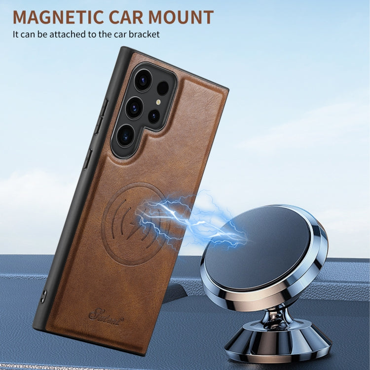 For Samsung Galaxy S25 5G Suteni H17 Oil Eax Leather MagSafe Detachable Wallet Phone Case(Brown) - Galaxy S25 5G Cases by Suteni | Online Shopping South Africa | PMC TechLife | Buy Now Pay Later Mobicred