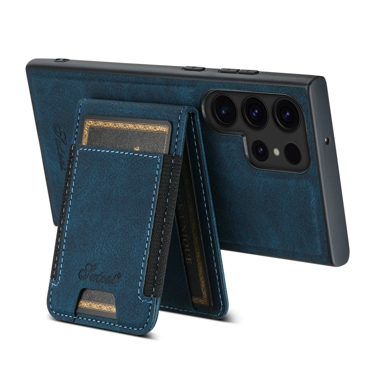 For Samsung Galaxy S24 Ultra 5G Suteni H17 Litchi Texture Leather MagSafe Detachable Wallet Phone Case(Blue) - Galaxy S24 Ultra 5G Cases by Suteni | Online Shopping South Africa | PMC Jewellery | Buy Now Pay Later Mobicred