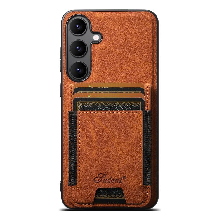 For Samsung Galaxy S25+ 5G Suteni H17 Litchi Texture Leather MagSafe Detachable Wallet Phone Case(Khaki) - Galaxy S25+ 5G Cases by Suteni | Online Shopping South Africa | PMC TechLife | Buy Now Pay Later Mobicred