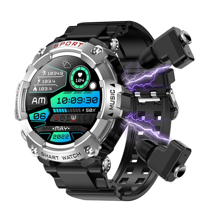 T96 1.52 inch Amoled Screen 2 in 1 Bluetooth Earphone Smart Watch(Silver) - Smart Watches by PMC TechLife | Online Shopping South Africa | PMC TechLife