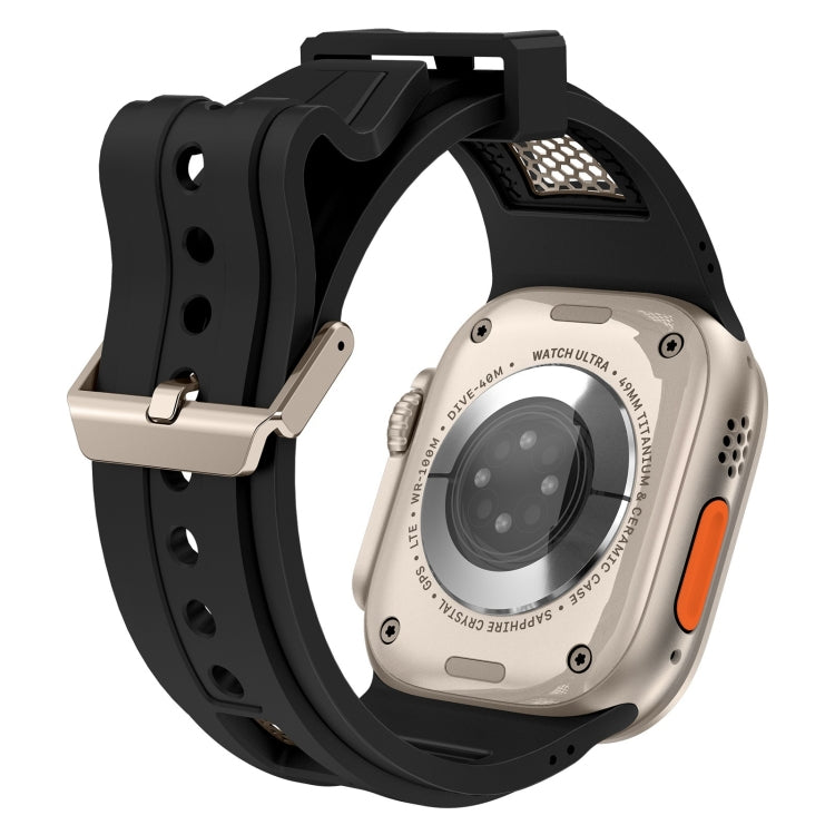 For Apple Watch SE 2023 44mm Breathable Stainless Steel Mesh TPU Watch Band(Black Titanium) - Watch Bands by PMC TechLife | Online Shopping South Africa | PMC TechLife