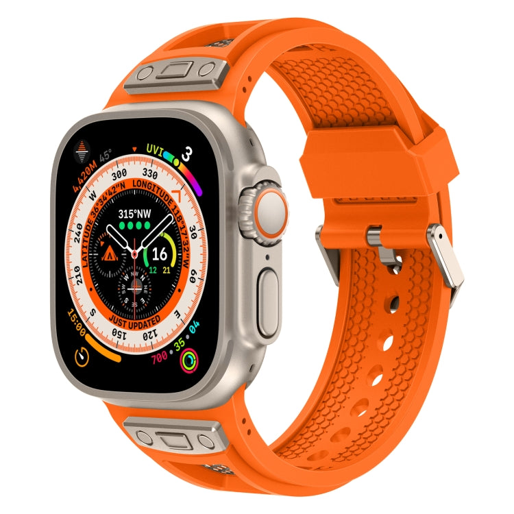 For Apple Watch Ultra 2 49mm Breathable Stainless Steel Mesh TPU Watch Band(Orange Titanium) - Watch Bands by PMC TechLife | Online Shopping South Africa | PMC TechLife