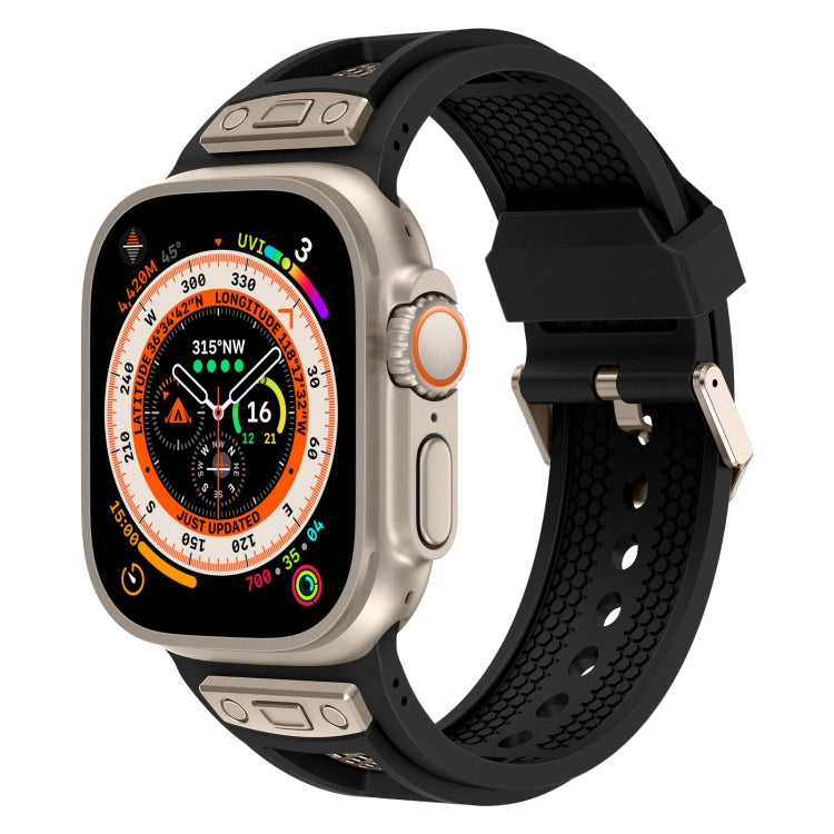 For Apple Watch Ultra 2 49mm Breathable Stainless Steel Mesh TPU Watch Band(Black Titanium) - Watch Bands by PMC TechLife | Online Shopping South Africa | PMC TechLife