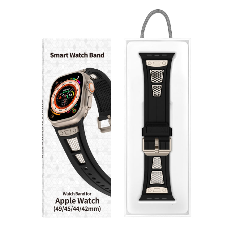 For Apple Watch Ultra 2 49mm Breathable Stainless Steel Mesh TPU Watch Band(Black Titanium) - Watch Bands by PMC TechLife | Online Shopping South Africa | PMC TechLife