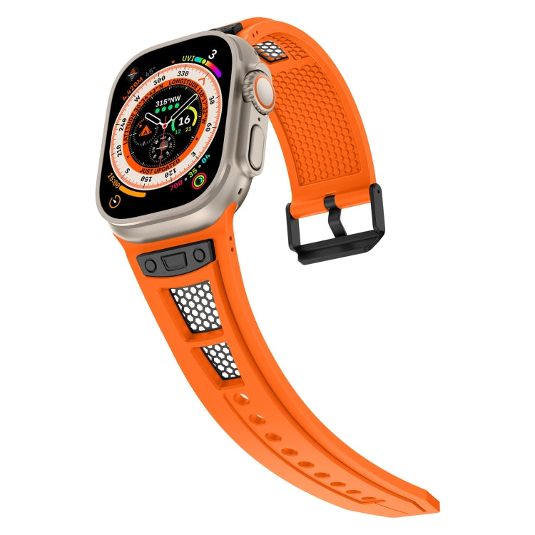 For Apple Watch Ultra 2 49mm Breathable Stainless Steel Mesh TPU Watch Band(Orange Black) - Watch Bands by PMC TechLife | Online Shopping South Africa | PMC TechLife