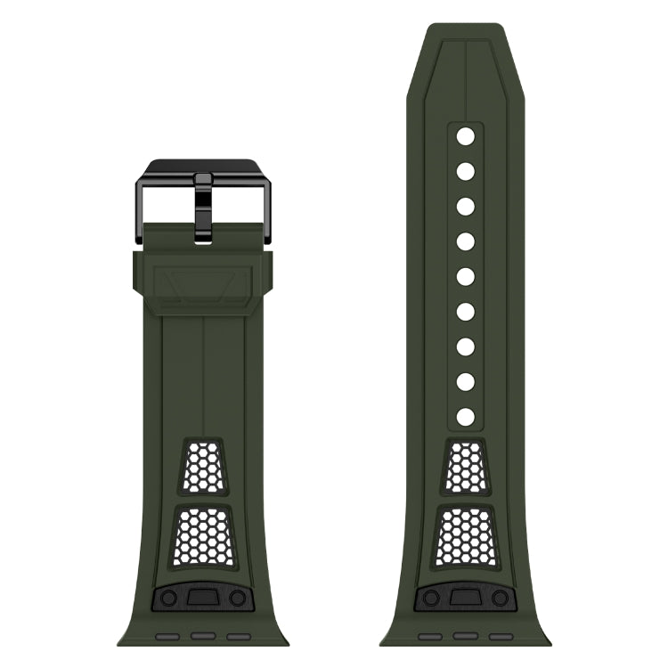 For Apple Watch Ultra 2 49mm Breathable Stainless Steel Mesh TPU Watch Band(Green Black) - Watch Bands by PMC TechLife | Online Shopping South Africa | PMC TechLife