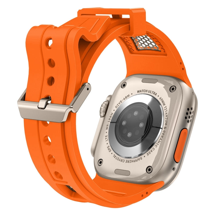 For  Apple Watch Series 9 45mm Breathable Stainless Steel Mesh TPU Watch Band(Orange Titanium) - Watch Bands by PMC TechLife | Online Shopping South Africa | PMC TechLife