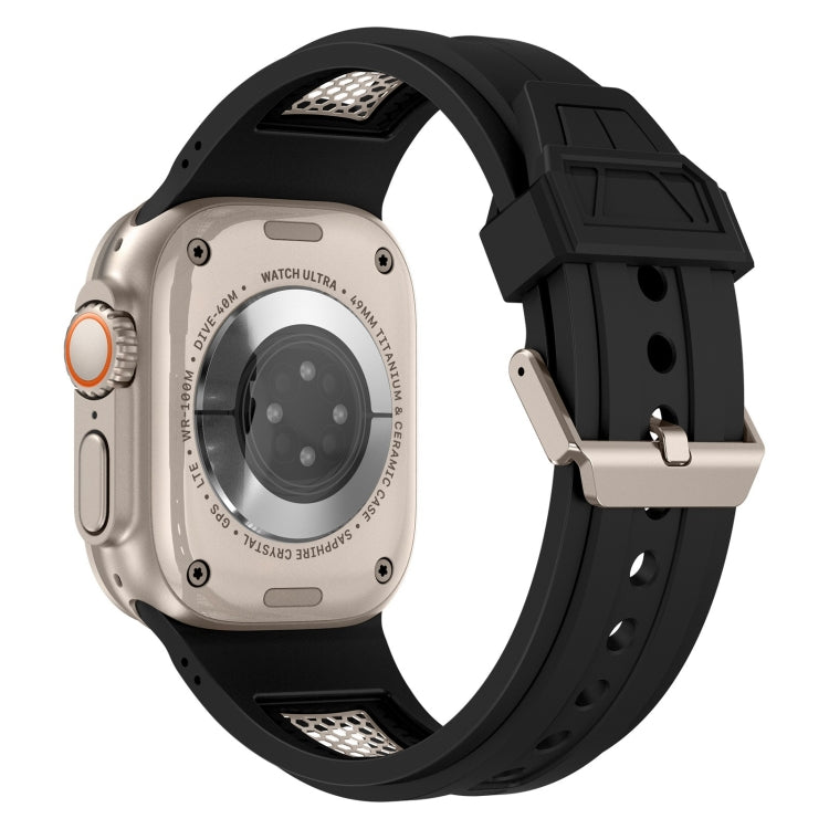 For  Apple Watch Series 9 45mm Breathable Stainless Steel Mesh TPU Watch Band(Black Titanium) - Watch Bands by PMC TechLife | Online Shopping South Africa | PMC TechLife