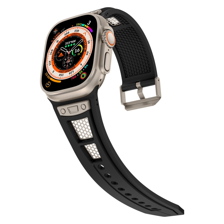 For  Apple Watch Series 9 45mm Breathable Stainless Steel Mesh TPU Watch Band(Black Titanium) - Watch Bands by PMC TechLife | Online Shopping South Africa | PMC TechLife