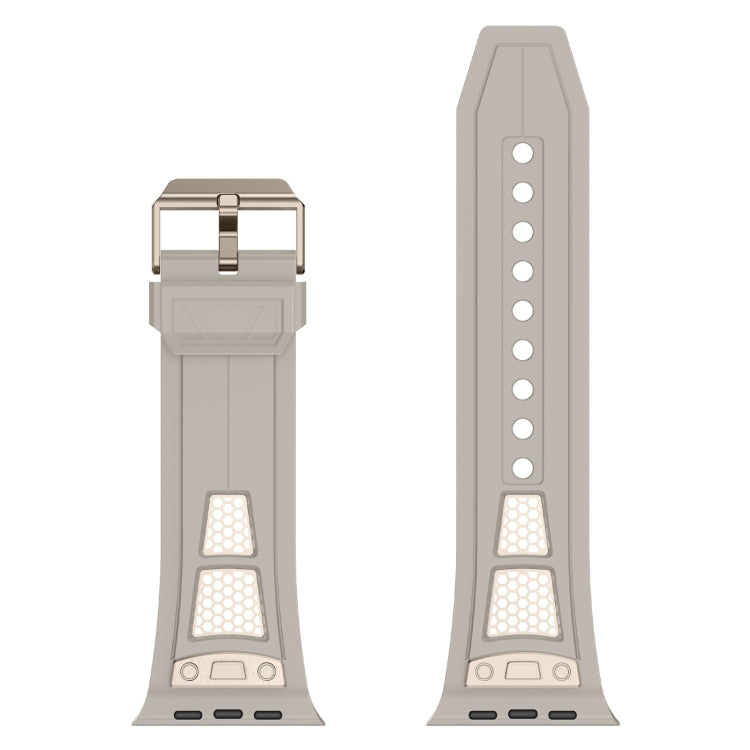 For Apple Watch Ultra 49mm Breathable Stainless Steel Mesh TPU Watch Band(Starlight Titanium) - Watch Bands by PMC TechLife | Online Shopping South Africa | PMC TechLife