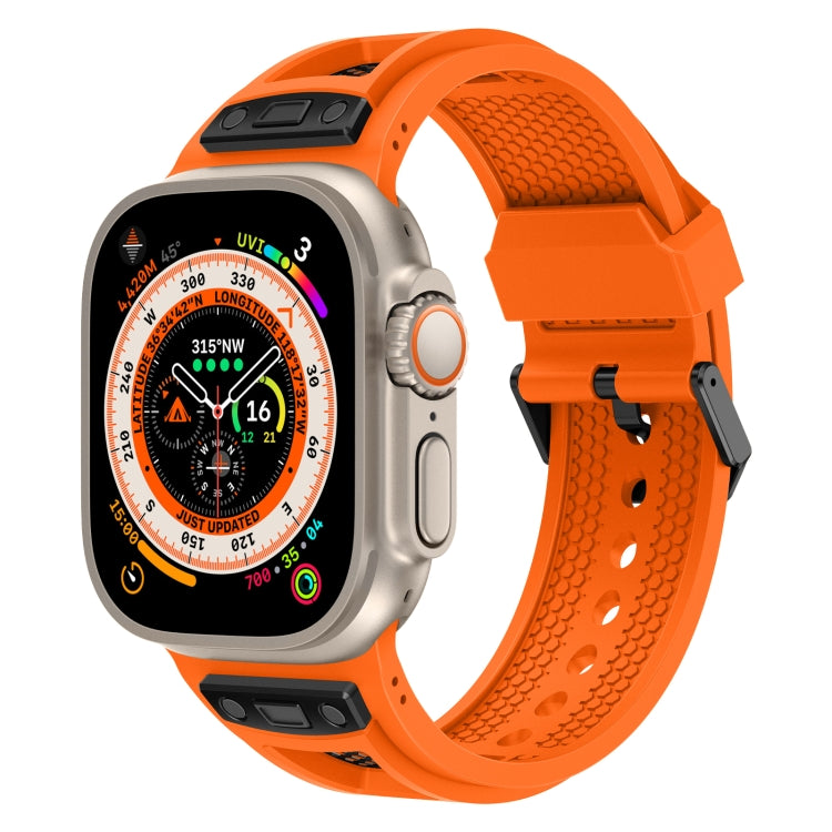 For Apple Watch Ultra 49mm Breathable Stainless Steel Mesh TPU Watch Band(Orange Black) - Watch Bands by PMC TechLife | Online Shopping South Africa | PMC TechLife