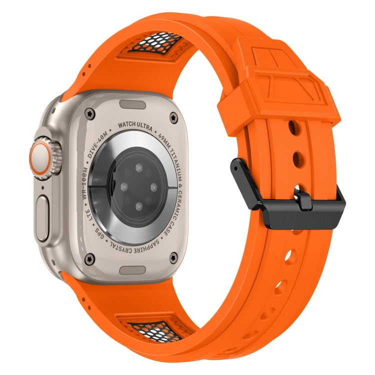 For Apple Watch Series 8 45mm Breathable Stainless Steel Mesh TPU Watch Band(Orange Black) - Watch Bands by PMC TechLife | Online Shopping South Africa | PMC TechLife