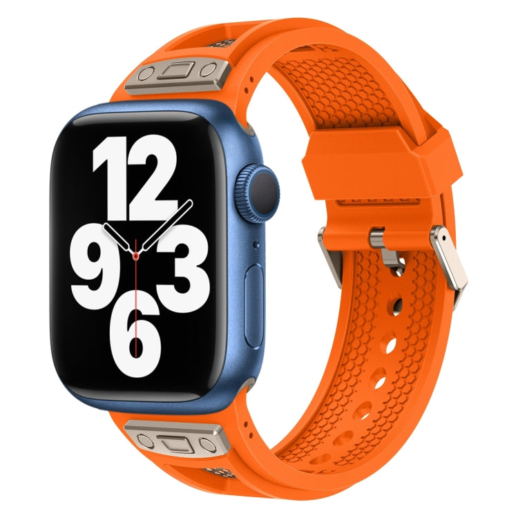 For Apple Watch Series 7 45mm Breathable Stainless Steel Mesh TPU Watch Band(Orange Titanium) - Watch Bands by PMC TechLife | Online Shopping South Africa | PMC TechLife