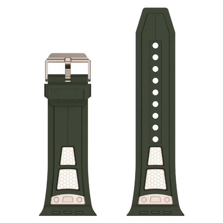 For Apple Watch Series 7 45mm Breathable Stainless Steel Mesh TPU Watch Band(Green Titanium) - Watch Bands by PMC TechLife | Online Shopping South Africa | PMC TechLife