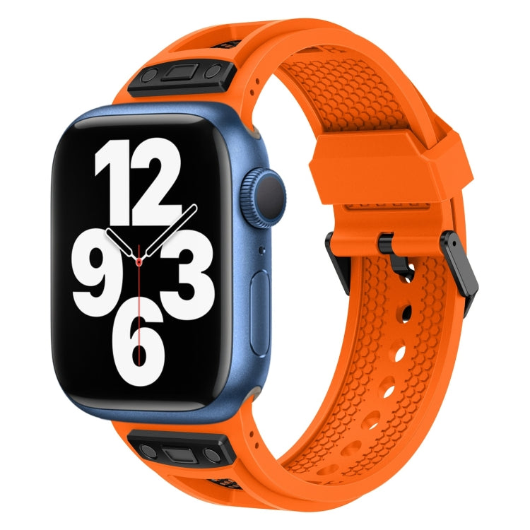 For Apple Watch Series 7 45mm Breathable Stainless Steel Mesh TPU Watch Band(Orange Black) - Watch Bands by PMC TechLife | Online Shopping South Africa | PMC TechLife