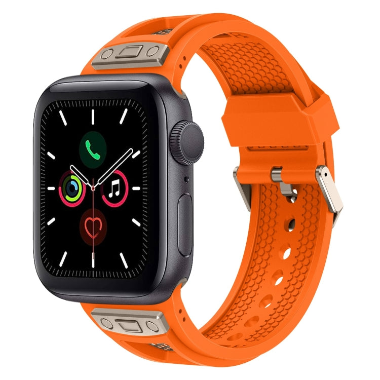 For Apple Watch Series 5 44mm Breathable Stainless Steel Mesh TPU Watch Band(Orange Titanium) - Watch Bands by PMC TechLife | Online Shopping South Africa | PMC TechLife