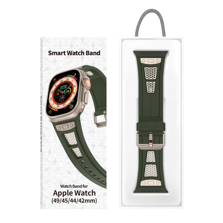 For Apple Watch Series 5 44mm Breathable Stainless Steel Mesh TPU Watch Band(Green Titanium) - Watch Bands by PMC TechLife | Online Shopping South Africa | PMC TechLife