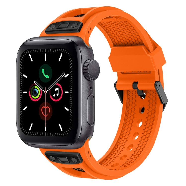 For Apple Watch Series 5 44mm Breathable Stainless Steel Mesh TPU Watch Band(Orange Black) - Watch Bands by PMC TechLife | Online Shopping South Africa | PMC TechLife