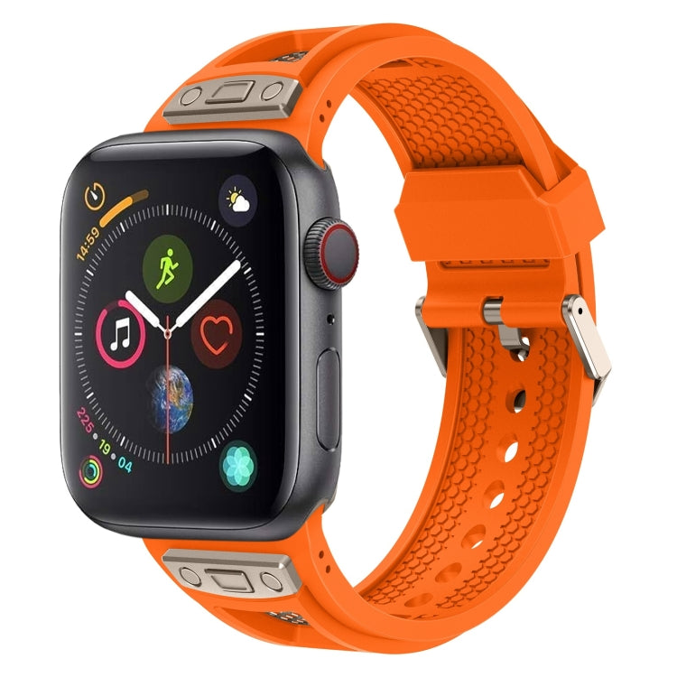 For  Apple Watch Series 4 44mm Breathable Stainless Steel Mesh TPU Watch Band(Orange Titanium) - Watch Bands by PMC TechLife | Online Shopping South Africa | PMC TechLife