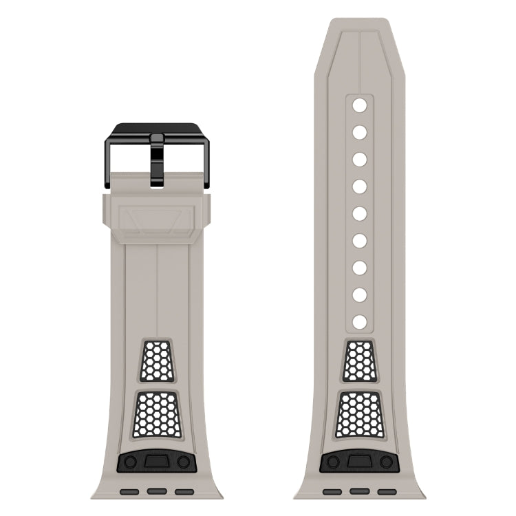 For  Apple Watch Series 4 44mm Breathable Stainless Steel Mesh TPU Watch Band(Starlight Black) - free shipping - PMC TechLife - Order now!