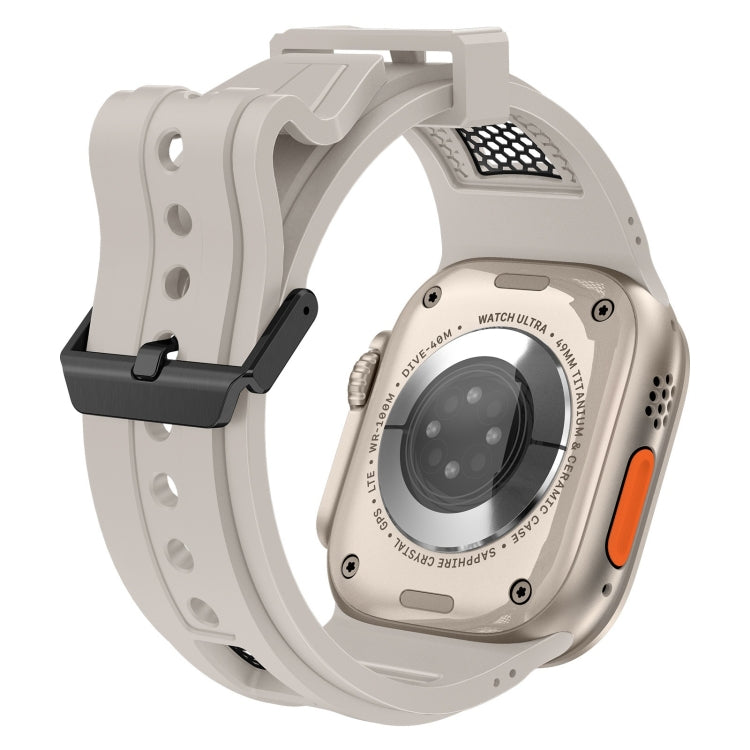 For  Apple Watch Series 4 44mm Breathable Stainless Steel Mesh TPU Watch Band(Starlight Black) - free shipping - PMC TechLife - Order now!